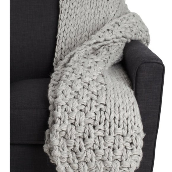 UGG Averil Thick Chunky Knit Seal Gray Throw Blanket Heavy Woven 50x70 NEW Tags - Picture 2 of 10